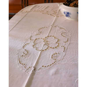 Mantel de Lino Francés Antiguo con Diseño de Calado, Ecológico, Rectangular, para Hoteles, Comedor, Navidad y Fiestas - Product Image 5