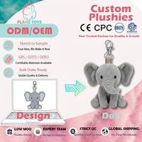 Expédition rapide, éléphant en tissu personnalisé, mini-ornement en peluche, crochet métallique pour accrocher au sac à dos, décoration de voiture, OEM ODM Flametoys