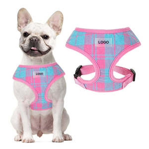 Harnais élégant pour chiot à carreaux rembourré en polyester Air Mesh Bowknot réglable pour chiens de 5 à 15 lb - Product Image 4