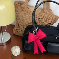 Doux Puff Bow Porte-clés Accessoires Cadeau rose Arcs Charme Y2K Plaid Bowknot Porte-clés Coquette Esthétique Portefeuille Sac À Main Sac Charmes