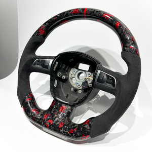 Volant personnalisé rouge forgé en fibre de carbone et cuir LED forgé pour <span class=keywords><strong>Audi</strong></span> B7 B9 Q5 Q7 A3 A4 A5 A6 C7 <span class=keywords><strong>C8</strong></span> S4 S5 RS3 RS4 RS6 <span class=keywords><strong>RS</strong></span> - Product Image 4