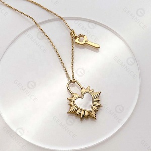 Gemnel Striking Design a Small Key Charm Hangs Alongside <strong>the</strong> Heartbeat <strong>Mother</strong> of Pearl Pendant Necklace - Product Image 3