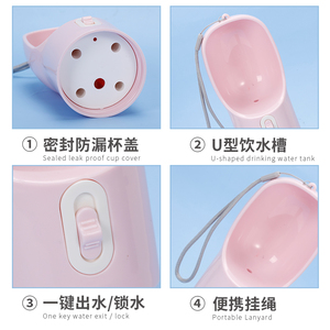 Portable <b>Dog</b> Water Bottle Dispenser 258ml 200ml Dual <b>Bowl</b> Feeder - Product Image 5