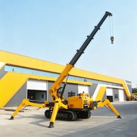 Grue araignée flexible avec benne, rotation hydraulique et transport sécurisé de matériaux pour les chantiers de construction