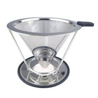 Filtre à café pliable portable en acier inoxydable 304 de qualité alimentaire, entonnoir conique réutilisable pour café et thé, pour infusion par le dessus