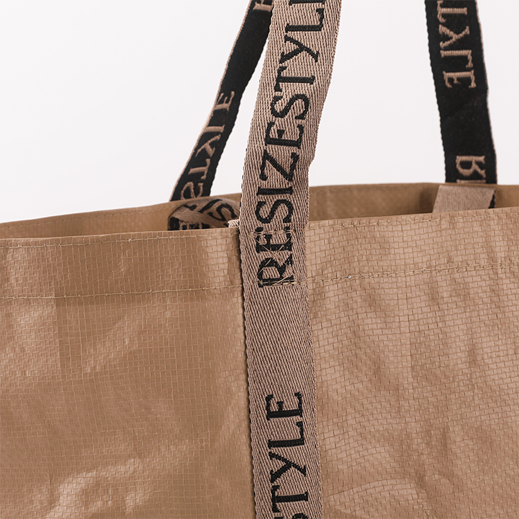 Wholesale Custom Logo Reusable Morandi color pp woven bag foldable shopping bag with inner pocket