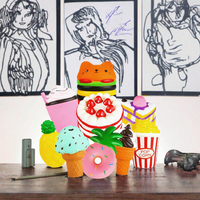 Jouets anti-stress en peluche géants à remontée lente, lot de 9 pièces, unisexe, doux, Kawaii, en forme de Hamburger, Popcorn, Gâteau, Crème glacée, Donut