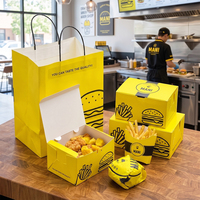 Boîte en papier personnalisée avec logo, biodégradable, écologique, jetable, pour la restauration rapide, les collations, les poulets frits, les hamburgers, les frites