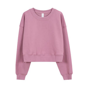 <span class=keywords><strong>Felpa</strong></span> Crop da Yoga per <span class=keywords><strong>Donna</strong></span> in Cotone XXL con Collo Tondo, Maniche Regolari, Vestibilità Ampia, Abbigliamento Sportivo con Logo Personalizzato - Product Image 2