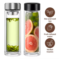 Nouveauté bouteille d'infuseur à thé en verre à double paroi portable grande capacité gobelet de voyage écologique et étanche jetable
