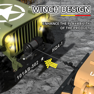 Coche RC Willys de la Segunda Guerra Mundial a <span class=keywords><strong>Escala</strong></span> <span class=keywords><strong>1</strong></span>:14, Modelo de Colección con Carrocería Semi-aleación, 2.4Ghz 4x4 Crawler con Luces Realistas y Sonido de Motor, Juguetes - Product Image 6