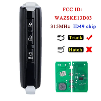 Porte-clés intelligent à distance 315MHz ID49 puce SKE13D-03 pour Mazda CX-5 CX-9 M 6 MX-5 Miata 2019-2022 TAYB-67-5DYB WAZSKE13D03