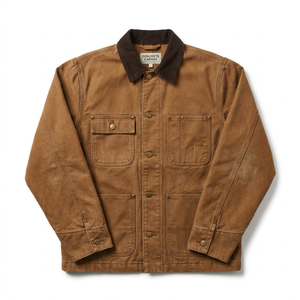 Custom <b>Coat</b> Heavyweight <b>Duck</b> Canvas Corduroy Collar Workwear Vintage Washed Distressed Boxy Fit Mens Detroit Jacket - Product Image 1