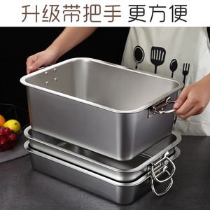 Stainless Steel Rectangular Dish With Handle 1 Pc Oven Safe Dishwasher Safe For Hotel Food Storage - Product Image 4