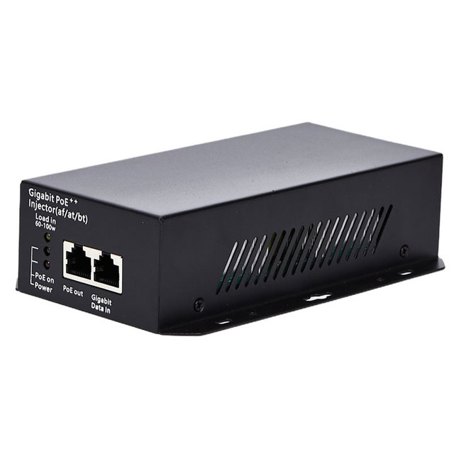 Gigabit PoE++ Injector Adapter 48V90W DC52V1.8A Power Ethernet Monitor Metal IEEE802.3bt for Ip Camera Surveillance Accessory AP
