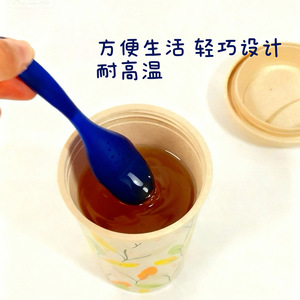 Blue Plastic Teaspoon For Tea Brewing Reusable Cartoon Design Cylinder Shape - Product Image 1