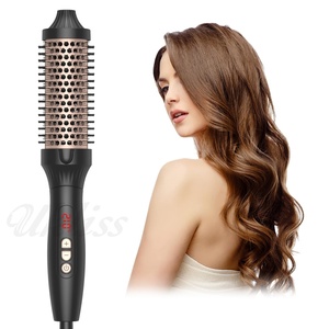 New Trending Hair Curling Iron Straightener Brush for Home Salon Use Thermal <b>Heated</b> Hot Round Brush - Product Image 3