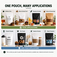 Sachet Doypack transparent avec poignée découpée et fermeture éclair refermable, sac de rangement réutilisable pour fruits secs, noix et emballage de snacks