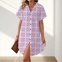 Robe chemise à col ouvert en rayonne imprimé tropical de style hawaïen personnalisé avec poches latérales robe midi décontractée pour femme en vacances