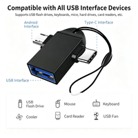 Adaptador OTG 2 en 1, Convertidor USB a Tipo C y Micro USB, Conector USB 3.0 Hembra a Micro USB Macho y USB C Macho para Tablets