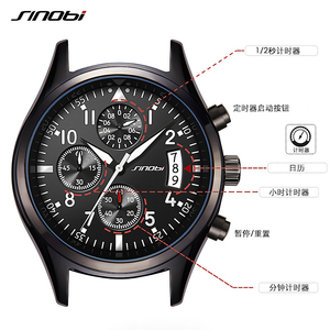 Reloj de pulsera de cuarzo para hombre, esfera multifunción, correa de acero inoxidable, resistente al agua, cronógrafo luminoso - Product Image 3