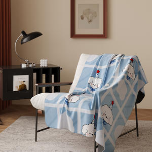Iris Valley Dog Flannel <b>Blanket</b> Blue Cartoon Puppy Thickened Winter Sofa Office Nap Cover - Product Image 1