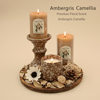 Ensemble de bougies parfumées sans fumée avec support en céramique, décoration romantique pour la maison, ensemble de bougies d'aromathérapie, cadeau pour Noël