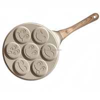 Poêle à petit-déjeuner multifonction 7-en-1 à fond plat, pour œufs, hamburgers, en aluminium, avec 7 trous, en promotion