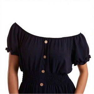 Vestido Midi de Chifón Vintage de Verano Personalizado, Elegante y Casual para Mujer, con Hombros Descubiertos, Manga Corta y Cintura Elástica - Product Image 2