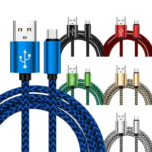 Telefon aksesuarları naylon örgülü Usb A tipi C hızlı şarj aleti kablosu USB2.0 USB C 5V 3A veri Usb kablosu