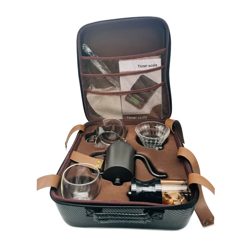 1 buah set drip perjalanan Premium hadiah dengan penggiling kopi manual set filterketel kopi Kit Tuang di atas pembuat kopi