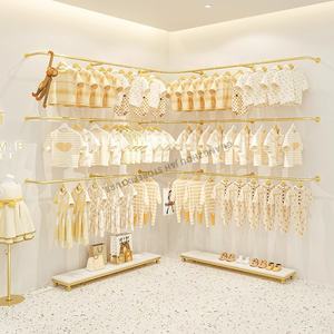 儿童商店定制节省空间精品金色衣架不锈钢壁挂式服装架服装店 - Product Image 6