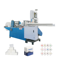 Machine automatique de fabrication de serviettes de table, avec impression, gaufrage et découpe, pour serviettes pliées bicolores