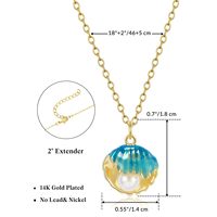 Collier Pendentif Coquillage en Laiton avec Perles d'Imitation Tendance Personnalisé pour Femmes - Bijoux d'Anniversaire