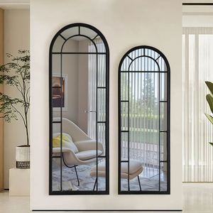 <span class=keywords><strong>Grand</strong></span> <span class=keywords><strong>miroir</strong></span> mural <span class=keywords><strong>en</strong></span> forme d'arche <span class=keywords><strong>noir</strong></span>, <span class=keywords><strong>miroir</strong></span> sur pied <span class=keywords><strong>en</strong></span> <span class=keywords><strong>fer</strong></span> <span class=keywords><strong>forgé</strong></span> pour hôtel, salon et chambre à coucher - Product Image 1