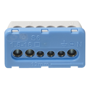 Bloque de Terminales de 6 Orificios 1.5-16mm S6 Azul 12mm Centralizado - Product Image 1