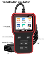 Lecteur de code OBD2 V302 avec écran LCD, outil de diagnostic automobile portable avec lecteur de code et garantie d'un an
