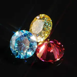 2023 produk baru warna bundar 1 karat moissanite merah kuning ungu biru laut moissanite biru tua Perhiasan diy