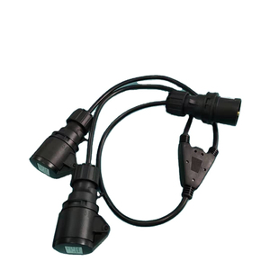 Electric Black Color Power Cables with Male 16A 3pin CEE Head <strong>Input</strong> and Split to 2 Way of 16A/3pin Female <strong>Socket</strong> Outputs - Product Image 1