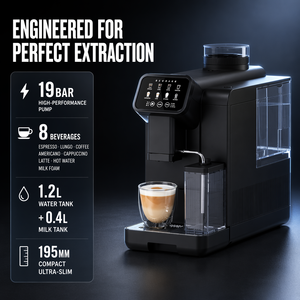 Machine à expresso entièrement automatique avec écran tactile, système de préparation de boissons à une touche, pompe 19 bars, pour bureau et entreprise - Product Image 3
