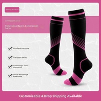 Chaussettes de compression tricotées, longueur mollet, rayées, élastiques, au-dessus du genou, pour hommes et femmes, ODM