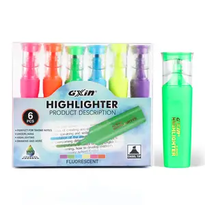 Gxin G-304802 पानी-आधारित ज्वलंत रंग कस्टम highlighters के लिए पर्यावरण के अनुकूल विशेष छेनी कार्यालय हाइलाइटर मार्कर पेन