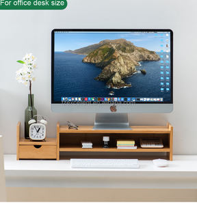 Soporte de Monitor de Bambú, Organizador de Escritorio, Elevador para Computadora Portátil - Product Image 1