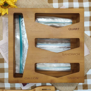 Boîte de rangement pour aliments, boîte de rangement pour tiroirs, organisateur de sacs refermables en bambou - Product Image 3