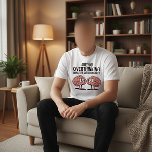 T-shirt humoristique Overthinker, design graphique amusant, pour hommes et femmes, unisexe, blanc, Small, Medium, Large, XL, XXL - Product Image 3