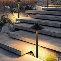 Lampadaire d'extérieur moderne 6W à cône conique et tige fine pour allée, jardin, escalier, gravier, cour et villa – Éclairage décoratif
