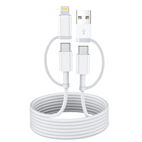 Cable de Carga Rápida 4 en 1 de 60W con Transferencia de Datos de Alta Velocidad, Cable de Carga Multi Interfaz USB/Tipo-C/Lightning