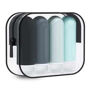 Ensemble de flacons de voyage portables en silicone, quatre-en-un, pour lotion, shampoing, gel douche et cosmétiques - Product Image 3