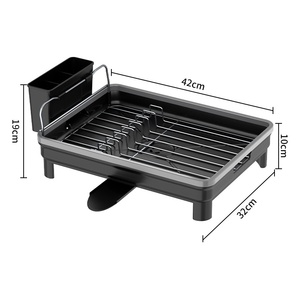 배수 보드 보관 홀더가있는 다기능 조정 가능한 주방 접시 보관 랙 주방 접시 주최자 - Product Image 6
