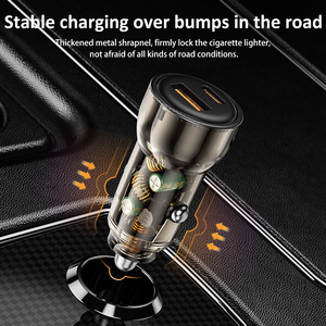 Nhanh chóng 4-Cổng xe USB sạc Vôn kế 150W PD 2USB 2 ổ cắm 51 Watt xách tay <span class=keywords><strong>Android</strong></span> sạc điện thoại di động 12V 60A tự động 30W đầu ra gan - Product Image 3